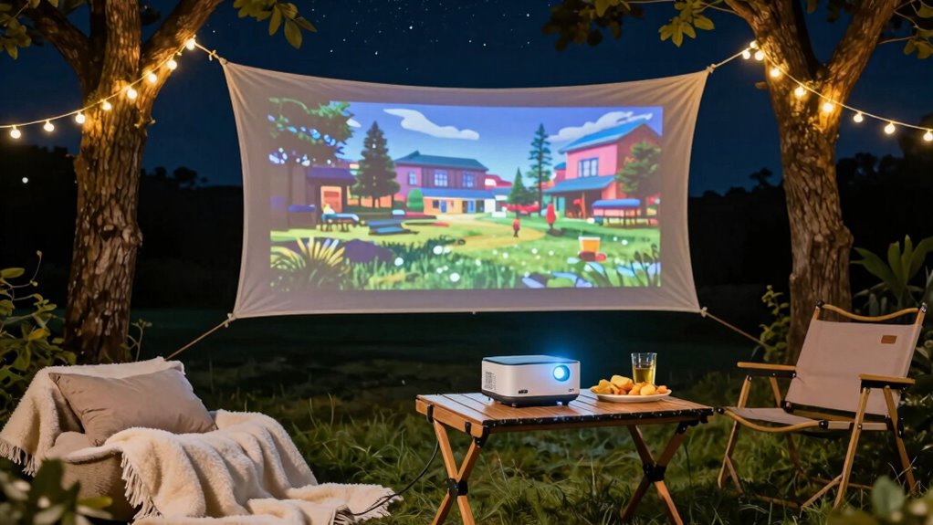 budget friendly outdoor movie setup