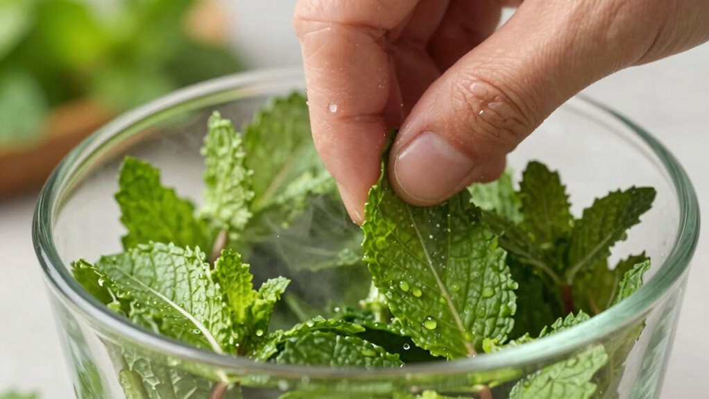 gently muddle mint leaves
