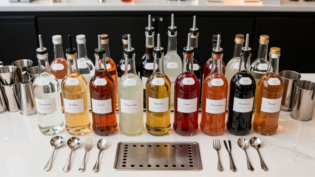 organized barware and ingredients