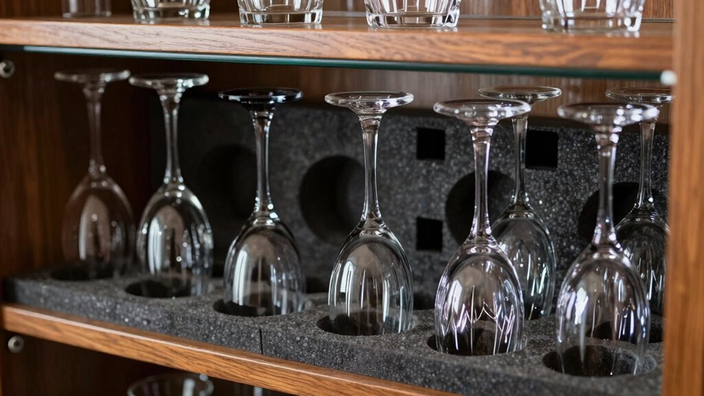 secure organized stemware storage