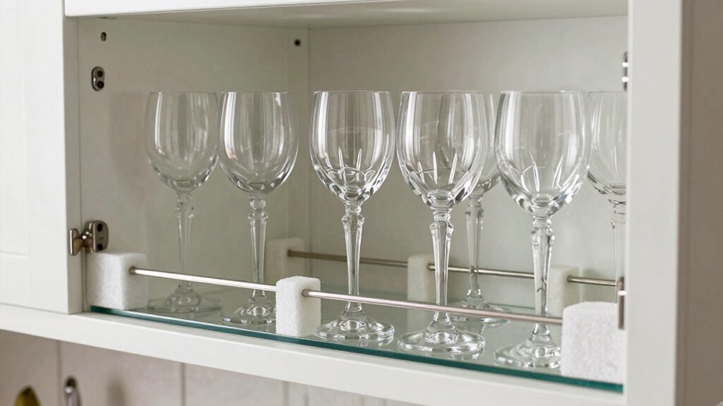 secure stylish stemware storage