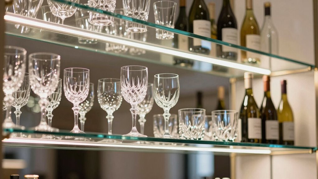 top led glass shelves