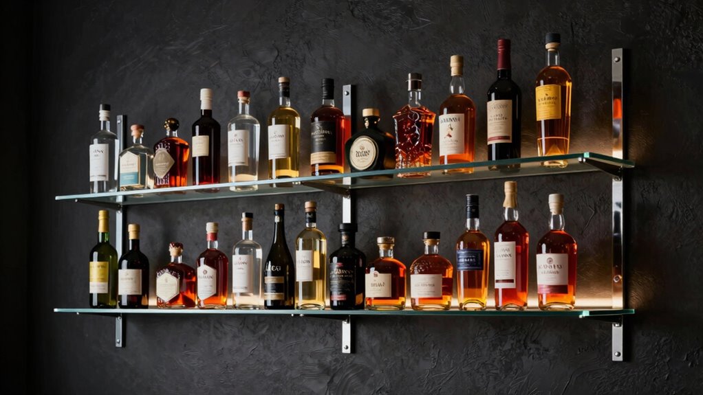 top wall mounted liquor shelves