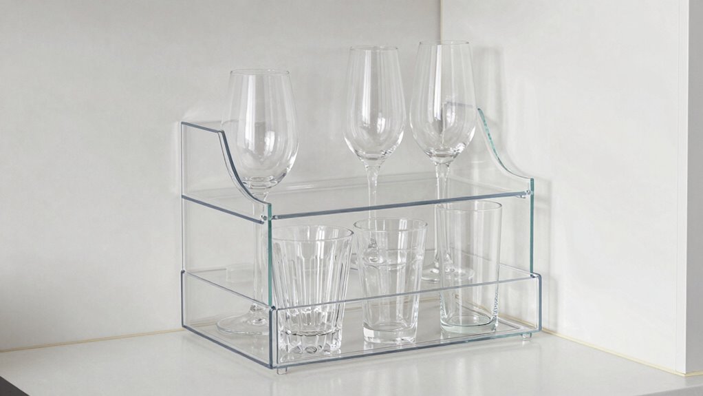 vertical space saving glass racks